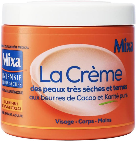 Intensif Peaux Sèches - La Crème Des Peaux Très Sèches Et Ternes - Multi Usages Visage, Corps, Mains, Pieds - Nourrit 48H Et Ravive L'Éclat - Pénétration Rapide - Hypoallergénique - Pot 400 Ml