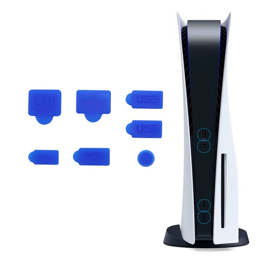 7Pcs Black Silicone Dust Plugs Set for PS5 Game Console USB HDM Interface Anti-Dust Cover Dustproof Plug Accessories Parts